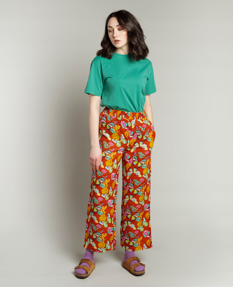 Pant in double gauze (L) - Holy Red Clay