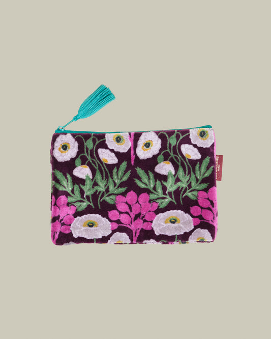 Medium Velvet Pouch, Poppy Fig Print