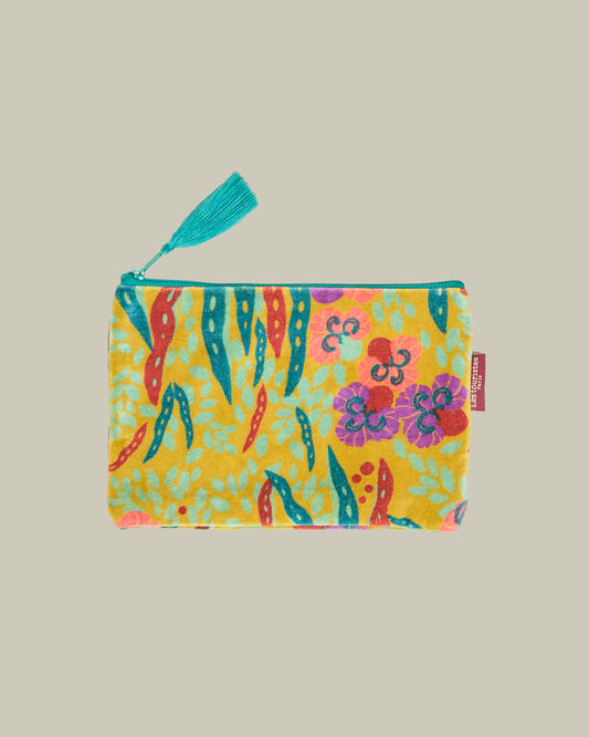 Medium Velvet Pouch, Allegria Gold Print