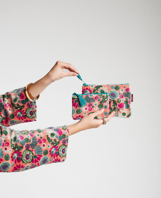 Small Pouch Velvet - Molly coral