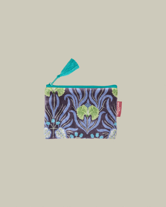 Velvet Card Holder & Coin Purse, Muguet Blue Print