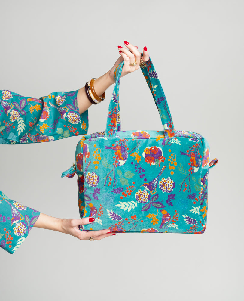 Sac à main Velours - Birdy teal