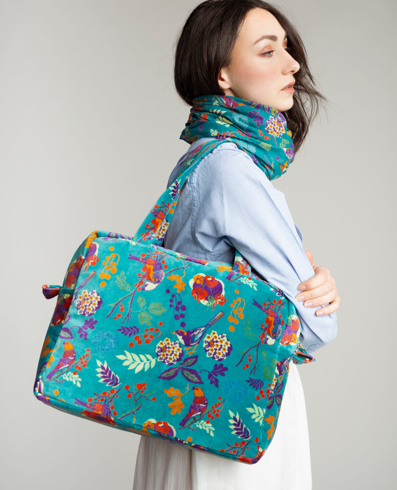 Sac à main Velours - Birdy teal