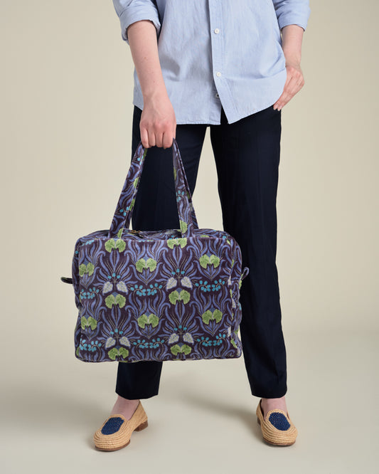 Velvet Handbag, Muguet Blue Print