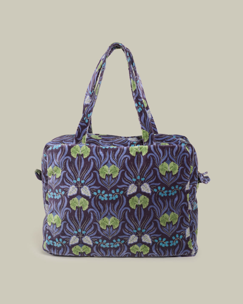 Velvet Handbag, Muguet Blue Print