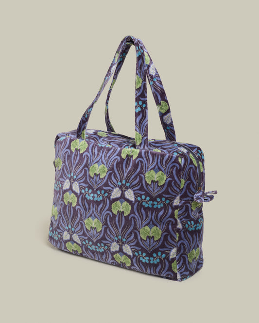 Velvet Handbag, Muguet Blue Print