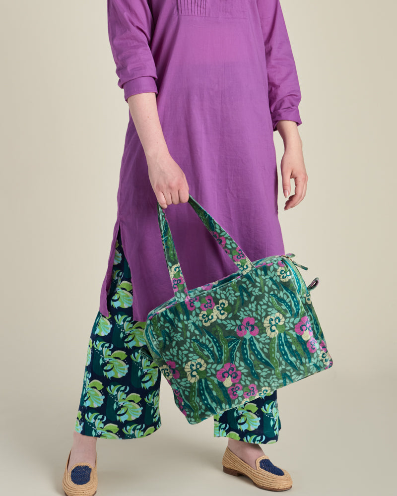 Velvet Handbag, Allegria Green Print