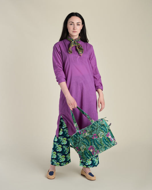 Velvet Handbag, Allegria Green Print