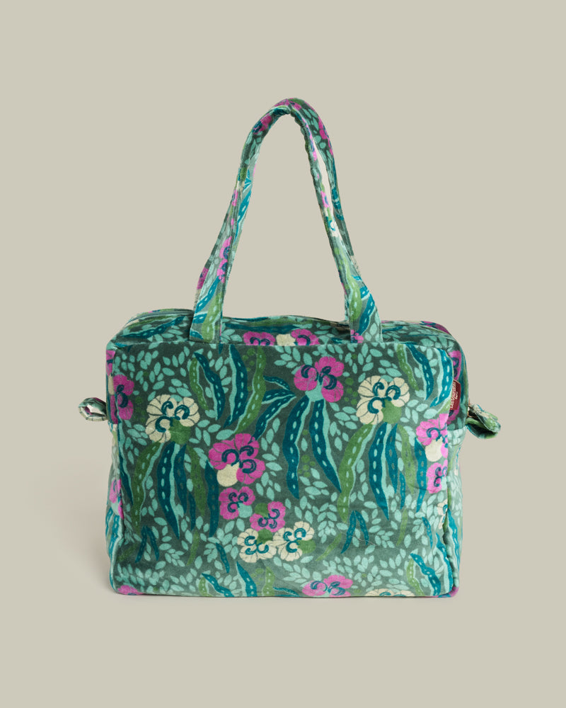 Velvet Handbag, Allegria Green Print