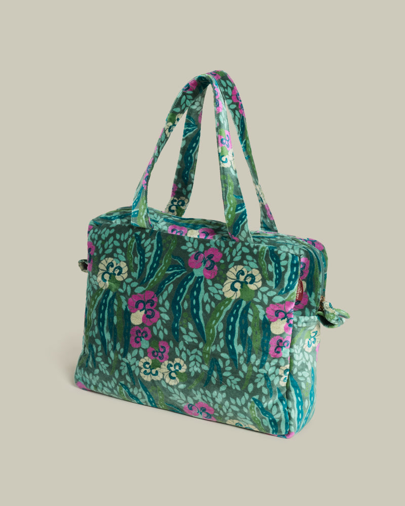 Velvet Handbag, Allegria Green Print
