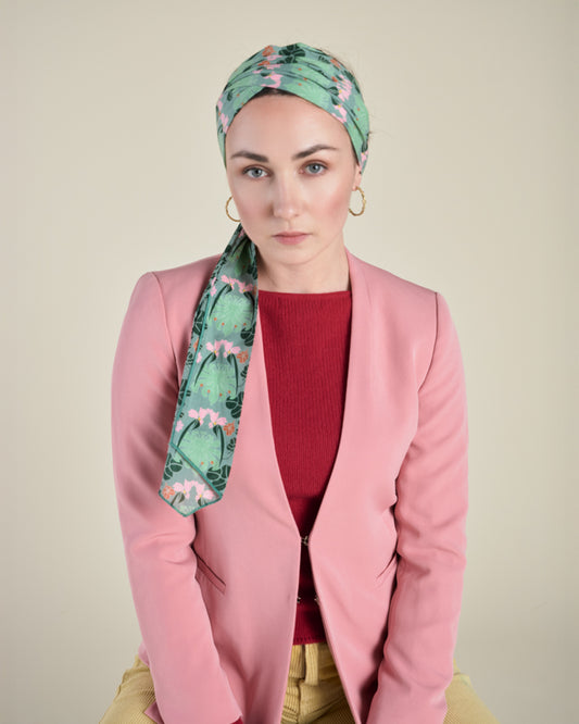 Cotton Headband, William Sage Green Print