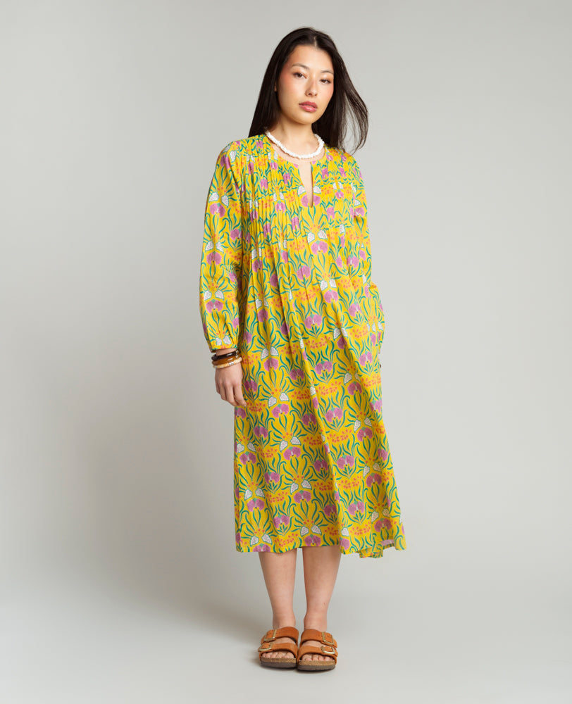 Robe tunique longue - Muguet yellow