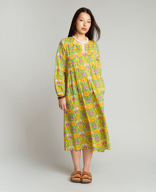Robe tunique longue - Muguet yellow