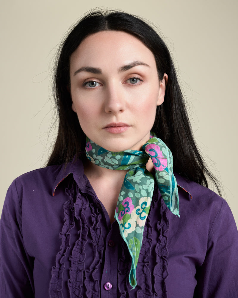 Square Scarf, Allegria Green Print