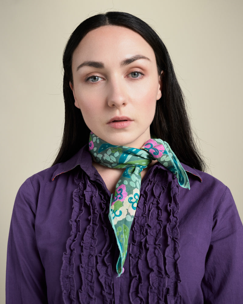 Square Scarf, Allegria Green Print