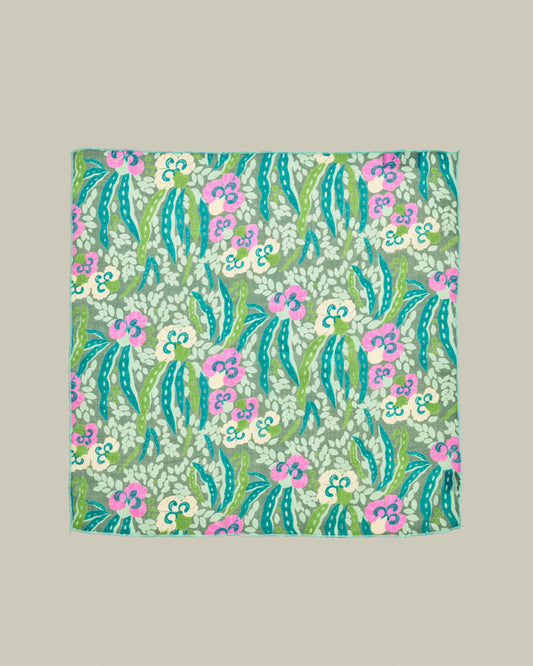 Square Scarf, Allegria Green Print