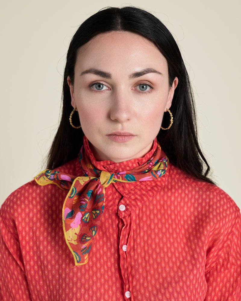 Square Scarf, Holy Red Clay Print