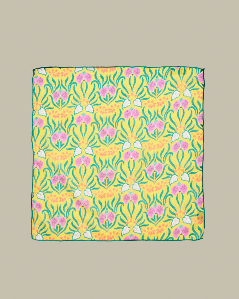 Square Scarf, Muguet Yellow Print