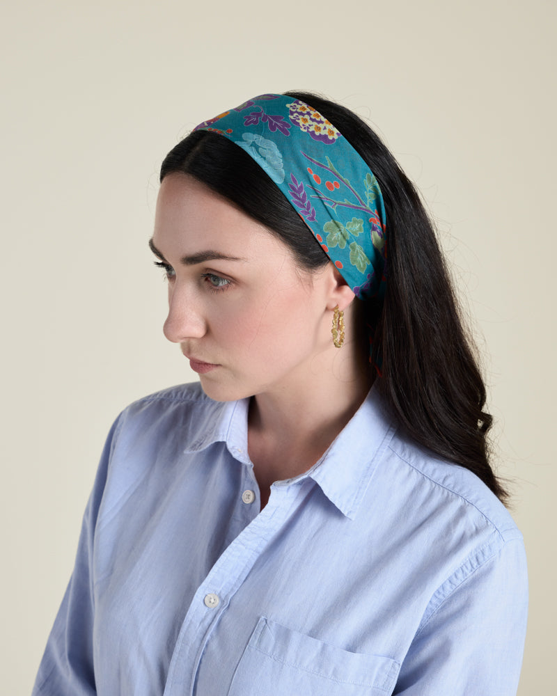 Square Scarf, Birdy Teal Print