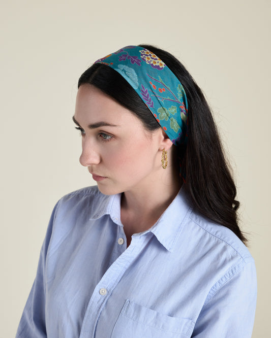 Square Scarf, Birdy Teal Print