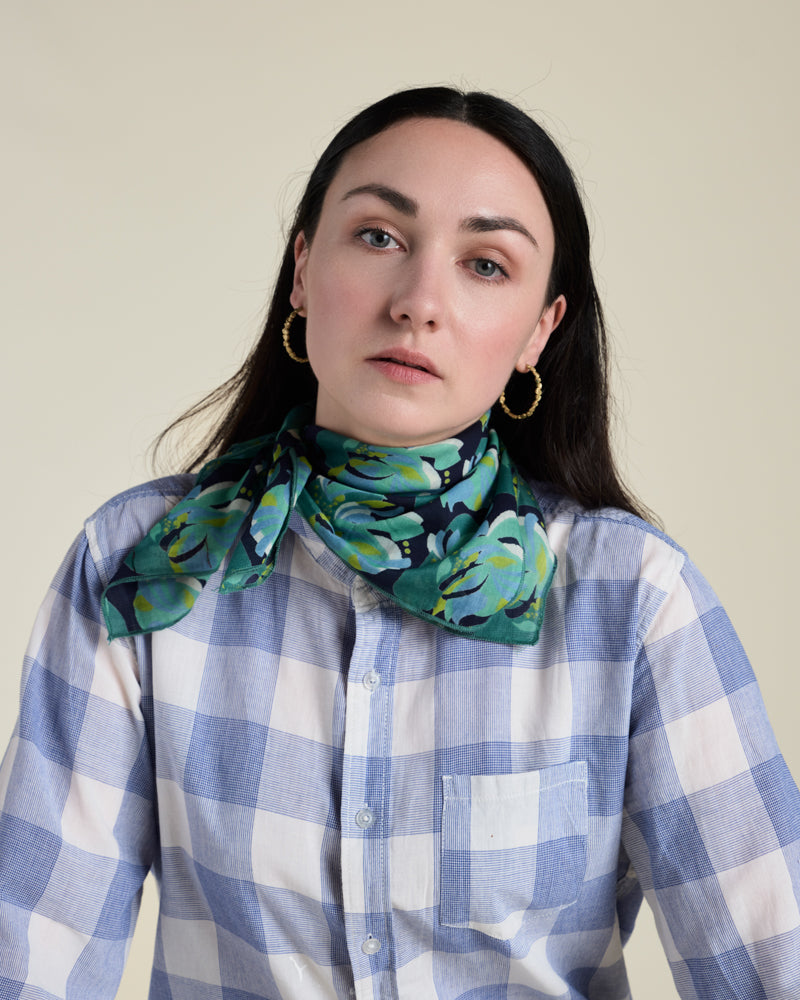 Square Scarf, Split Navy Print