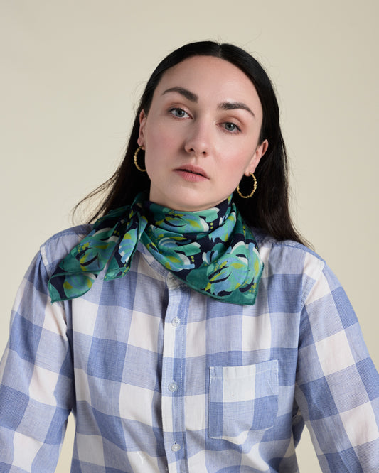 Square Scarf, Split Navy Print