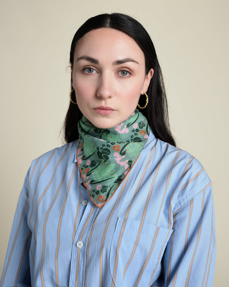 Square Scarf, William Sage Green Print