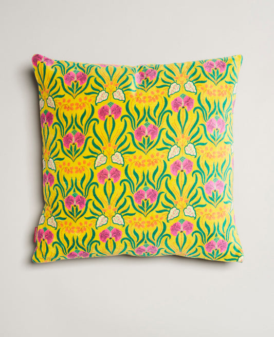 Coussin carré Velours - Muguet yellow