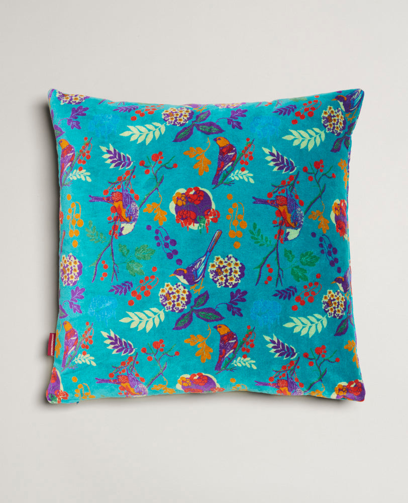 Coussin carré Velours - Birdy teal