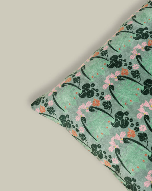Rectangular Velvet Cushion, William Sage Green Print