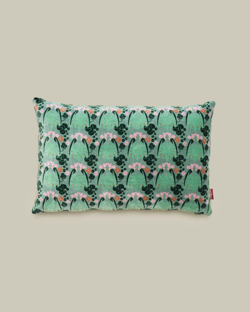 Rectangular Velvet Cushion, William Sage Green Print