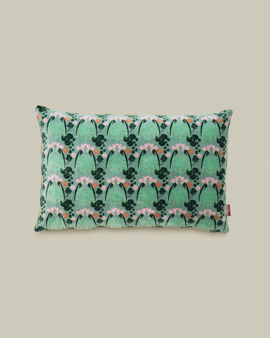 Rectangular Velvet Cushion, William Sage Green Print