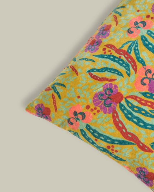 Rectangular Velvet Cushion, Allegria Gold Print