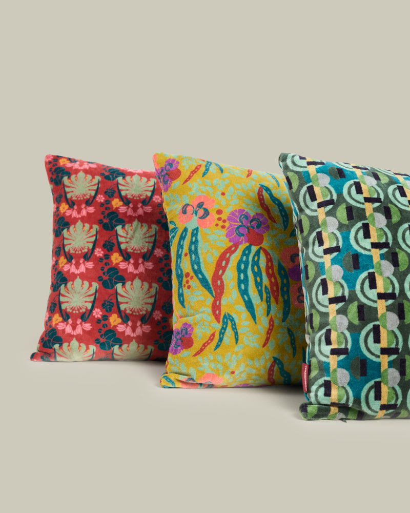Rectangular Velvet Cushion, William Brick Print
