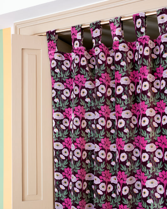 Velvet Curtain, Poppy Fig Print