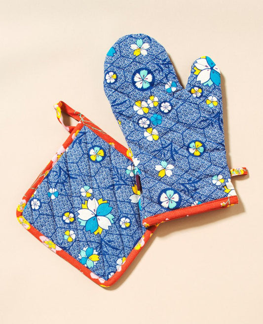 Oven Glove and Potholder - Kobe blue
