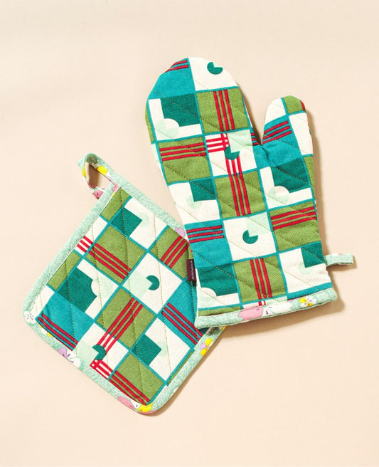 Oven Glove and Potholder - Aberdeen emeraude