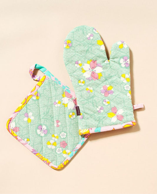 Oven Glove and Potholder - Kobe green
