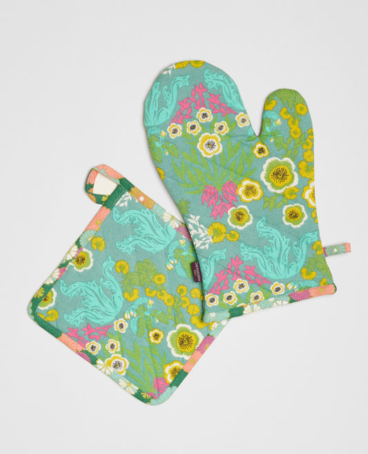 Oven Glove and Potholder - Swainston green/mellow green