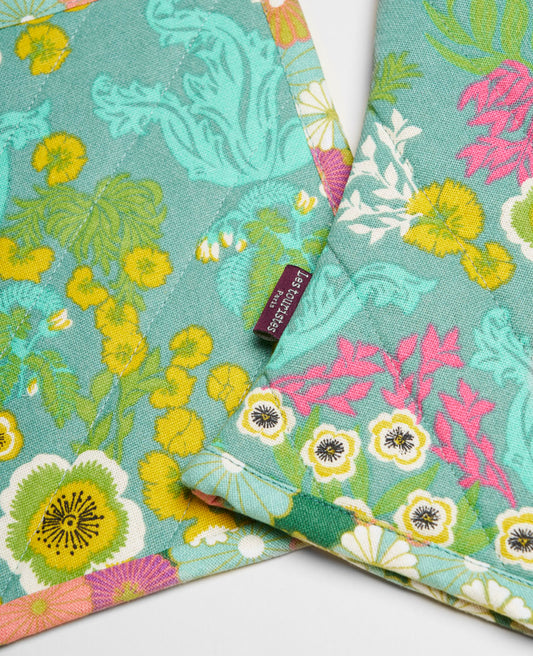 Oven Glove and Potholder - Swainston green/mellow green