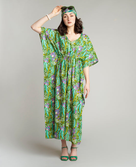 Robe de plage Kaftan - Allegria Green