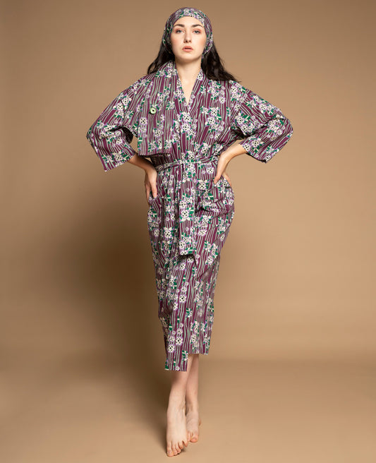 Long Kimono - Biba flower fig