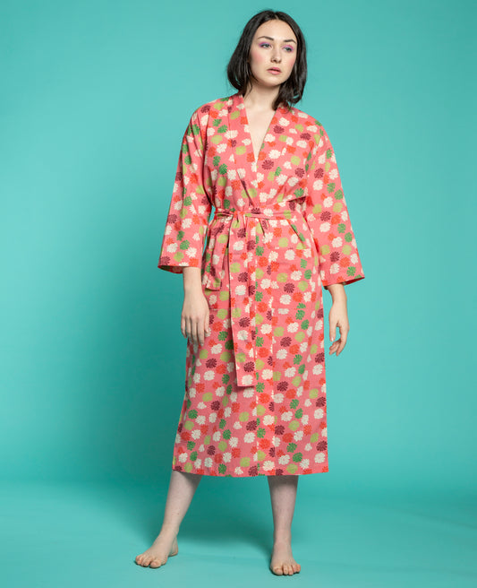 Long Kimono - Burmese coral