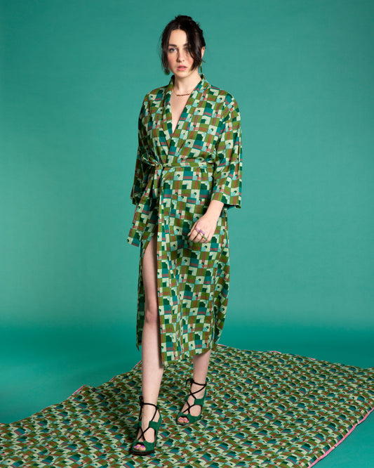 Long Kimono - Aberdeen emeraude
