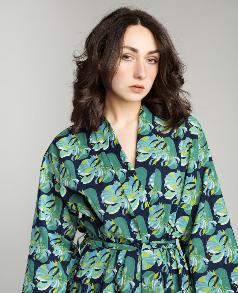 Long Kimono - Split navy