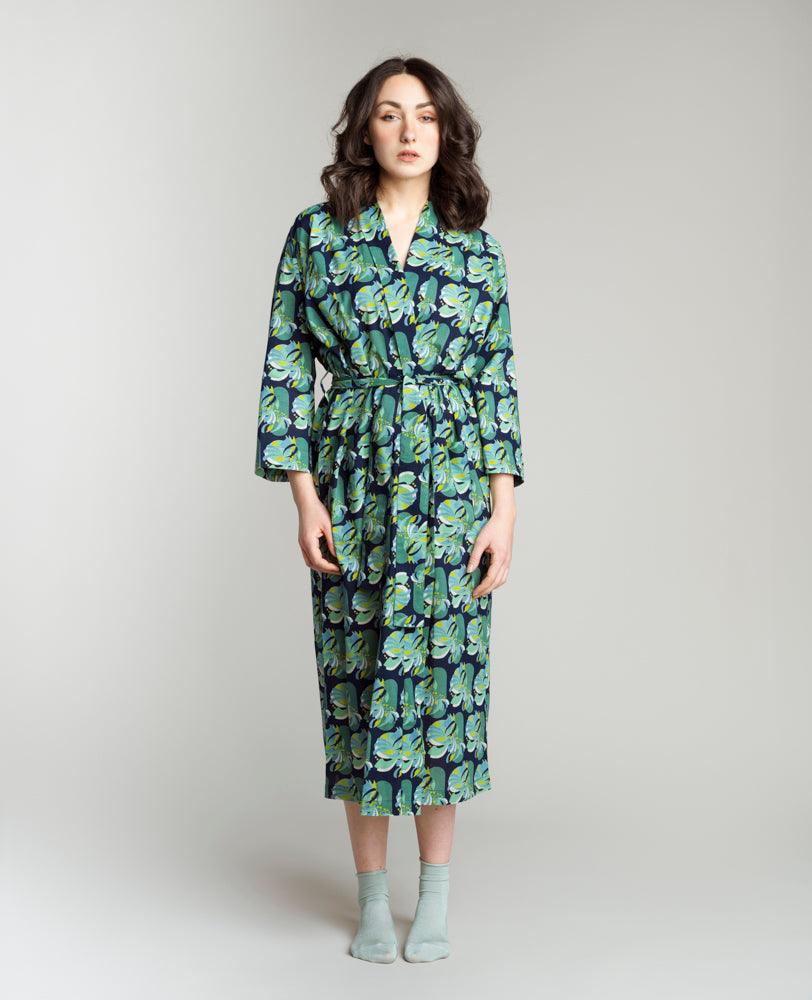 Long Kimono - Split navy