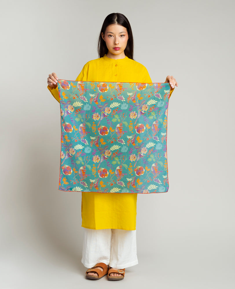 Foulard carré - Birdy Teal