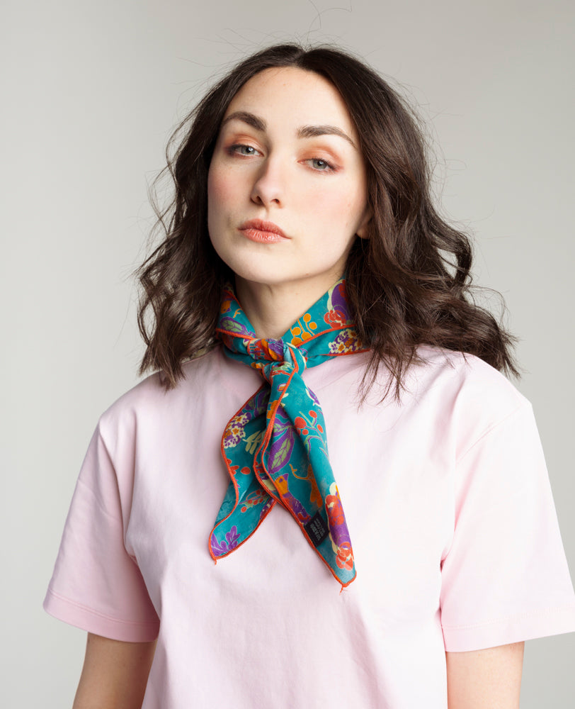 Foulard carré - Birdy Teal