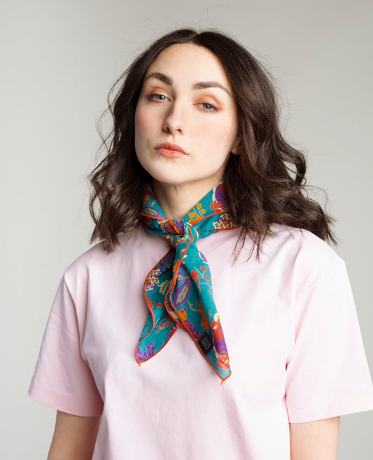 Foulard carré - Birdy Teal