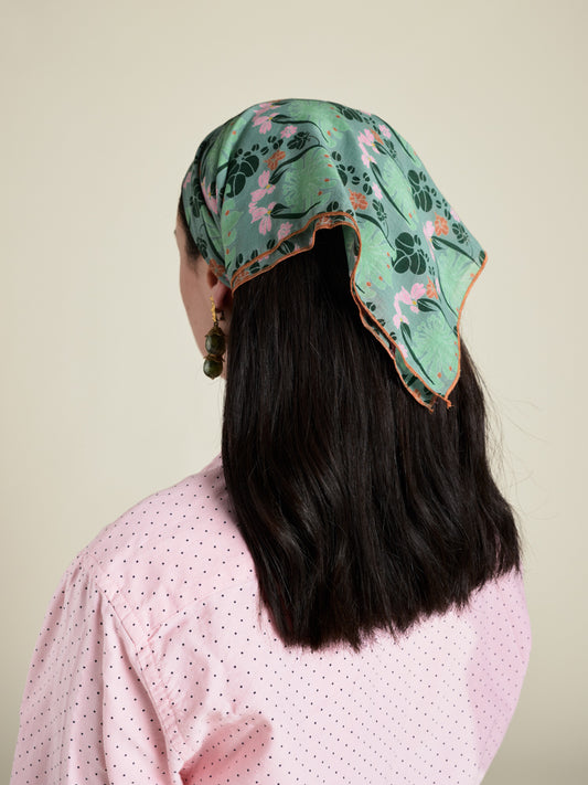 Square Scarf, William Sage Green Print